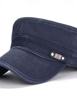 Sale OUKU Men's Flat Cap Baseball Cap Military Cap Cadet Hat Black Blue Cotton Vintage Travel Beach Outdoor Vacation Plain Adjustable Washable Casual