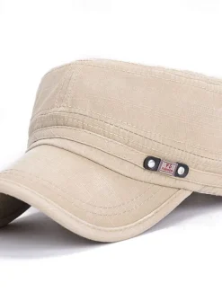 Sale OUKU Men's Flat Cap Baseball Cap Military Cap Cadet Hat Black Blue Cotton Vintage Travel Beach Outdoor Vacation Plain Adjustable Washable Casual
