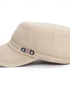 Sale OUKU Men's Flat Cap Baseball Cap Military Cap Cadet Hat Black Blue Cotton Vintage Travel Beach Outdoor Vacation Plain Adjustable Washable Casual