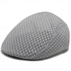 Online OUKU Men's Flat Cap Beret Hat Ascot Hat Newsboy Hat Black Light Grey Polyester Mesh Fashion Casual British Street Daily Plain Adjustable Breathable