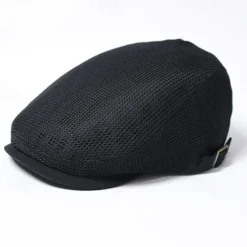 Best OUKU Men's Flat Cap Beret Hat Ascot Hat Newsboy Hat Polyester Fashion Casual British Street Daily Plain Adjustable Breathable Black
