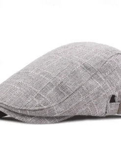 Sale OUKU Men's Flat Cap Black Beige Flax Fashion Streetwear Stylish 1920s Fashion Outdoor Daily Going out Plain Warm