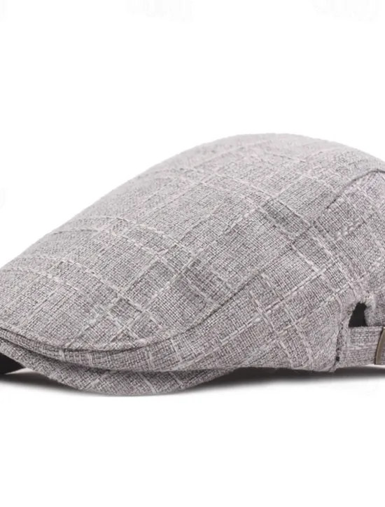 Sale OUKU Men's Flat Cap Black Beige Flax Fashion Streetwear Stylish 1920s Fashion Outdoor Daily Going out Plain Warm