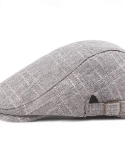 Sale OUKU Men's Flat Cap Black Beige Flax Fashion Streetwear Stylish 1920s Fashion Outdoor Daily Going out Plain Warm