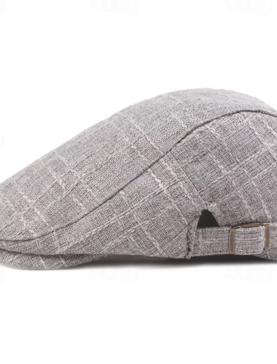 Sale OUKU Men's Flat Cap Black Beige Flax Fashion Streetwear Stylish 1920s Fashion Outdoor Daily Going out Plain Warm