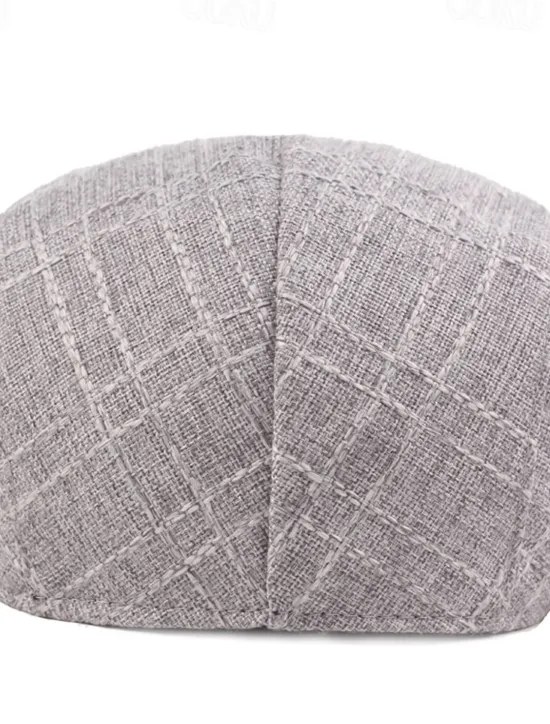 Sale OUKU Men's Flat Cap Black Beige Flax Fashion Streetwear Stylish 1920s Fashion Outdoor Daily Going out Plain Warm