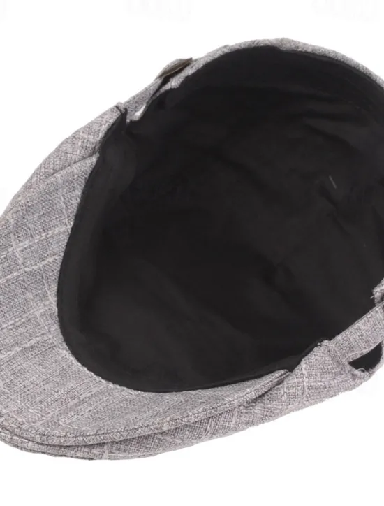 Sale OUKU Men's Flat Cap Black Beige Flax Fashion Streetwear Stylish 1920s Fashion Outdoor Daily Going out Plain Warm