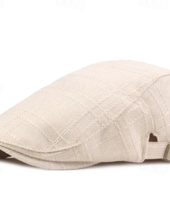 Sale OUKU Men's Flat Cap Black Beige Flax Fashion Streetwear Stylish 1920s Fashion Outdoor Daily Going out Plain Warm