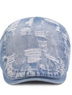 OUKU Men's Flat Cap Black Blue Denim Ripped Fashion Streetwear Stylish 1920s Fashion Outdoor Daily Going out Plain Warm