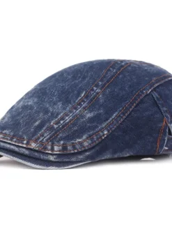 New OUKU Men's Flat Cap Black Blue Denim Streetwear Stylish 1920s Fashion Outdoor Daily Going out Plain Warm