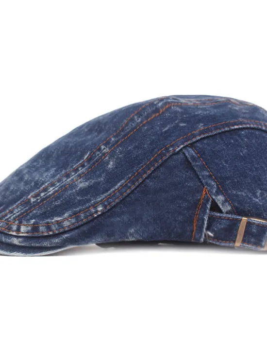 New OUKU Men's Flat Cap Black Blue Denim Streetwear Stylish 1920s Fashion Outdoor Daily Going out Plain Warm