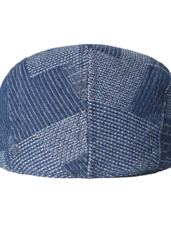 Best OUKU Men's Flat Cap Black Blue Denim Streetwear Stylish 1920s Fashion Outdoor Daily Going out Lattice Warm