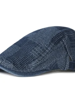 Best OUKU Men's Flat Cap Black Blue Denim Streetwear Stylish 1920s Fashion Outdoor Daily Going out Lattice Warm