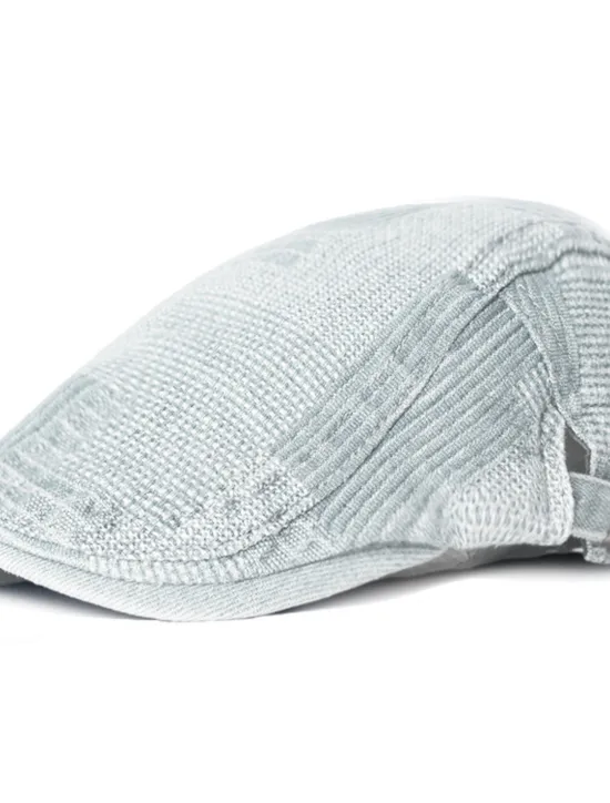 Best OUKU Men's Flat Cap Black Blue Denim Streetwear Stylish 1920s Fashion Outdoor Daily Going out Lattice Warm