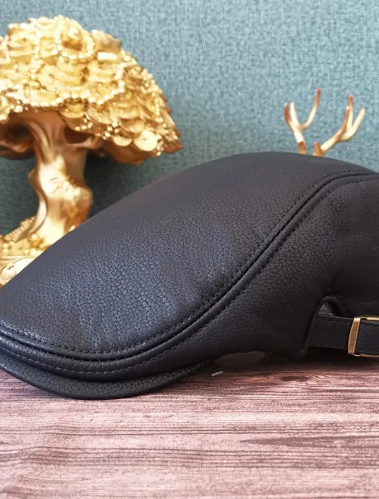 Hot OUKU Men's Flat Cap Black Brown PU Fashion Streetwear Stylish 1920s Fashion Outdoor Daily Going out Plain Warm