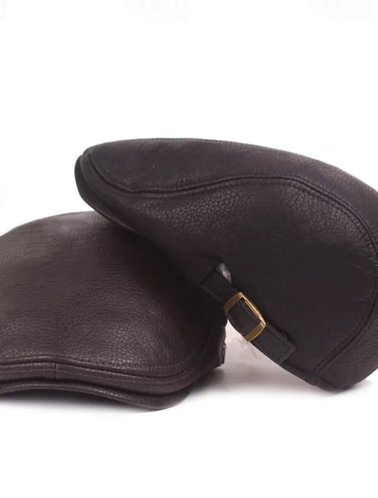 Hot OUKU Men's Flat Cap Black Brown PU Fashion Streetwear Stylish 1920s Fashion Outdoor Daily Going out Plain Warm