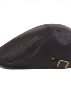 Hot OUKU Men's Flat Cap Black Brown PU Fashion Streetwear Stylish 1920s Fashion Outdoor Daily Going out Plain Warm