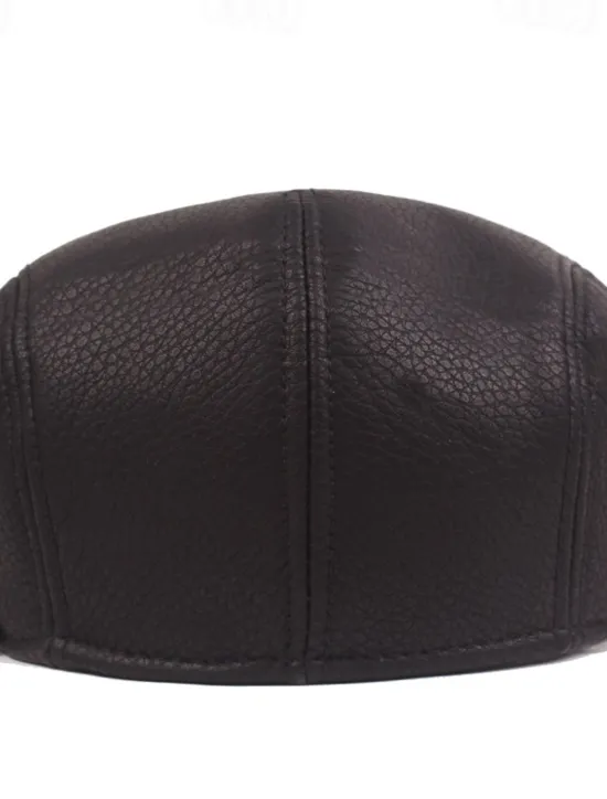 Hot OUKU Men's Flat Cap Black Brown PU Fashion Streetwear Stylish 1920s Fashion Outdoor Daily Going out Plain Warm