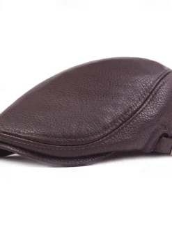 Hot OUKU Men's Flat Cap Black Brown PU Fashion Streetwear Stylish 1920s Fashion Outdoor Daily Going out Plain Warm