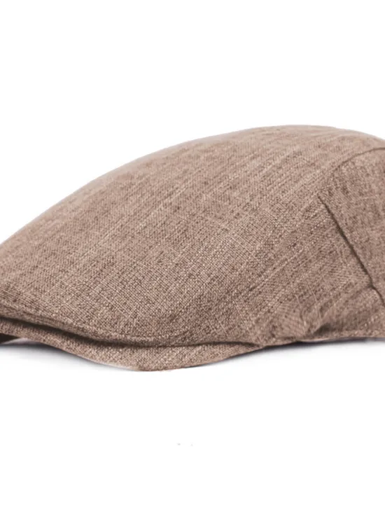 Outlet OUKU Men's Flat Cap Black Brown Cotton and Linen Streetwear Stylish 1920s Fashion Outdoor Daily Going out Plain Warm