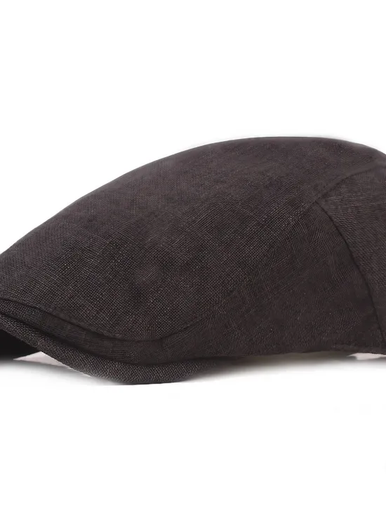 Outlet OUKU Men's Flat Cap Black Brown Cotton and Linen Streetwear Stylish 1920s Fashion Outdoor Daily Going out Plain Warm