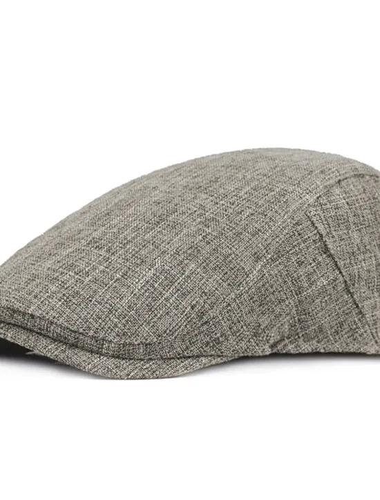 Outlet OUKU Men's Flat Cap Black Brown Cotton and Linen Streetwear Stylish 1920s Fashion Outdoor Daily Going out Plain Warm