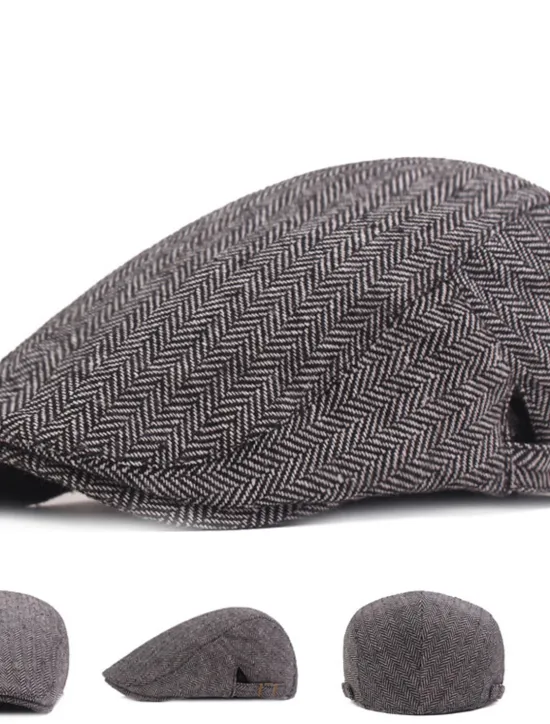 Hot OUKU Men's Flat Cap Black Coffee Cotton Streetwear Stylish 1920s Fashion Outdoor Daily Going out Graphic Prints Warm