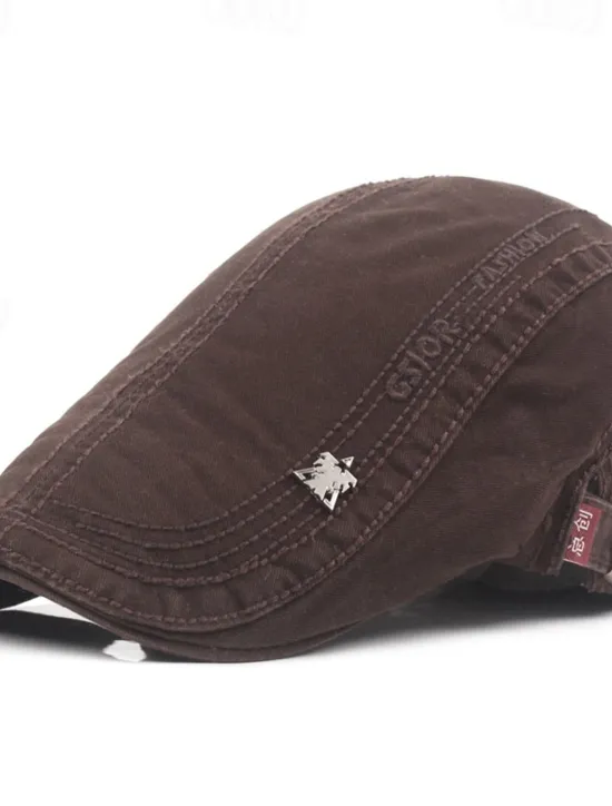 New OUKU Men's Flat Cap Black Navy Blue Cotton Fashion Streetwear Stylish 1920s Fashion Outdoor Daily Going out Letter Warm