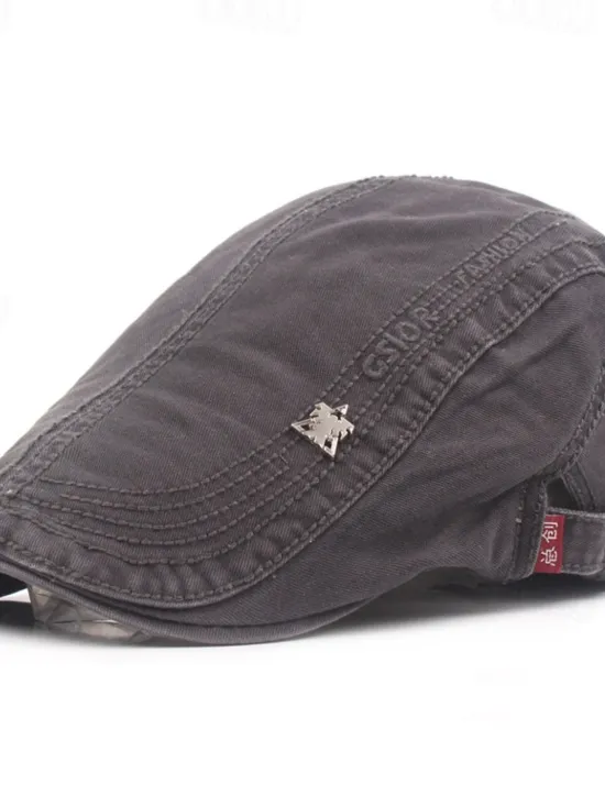 New OUKU Men's Flat Cap Black Navy Blue Cotton Fashion Streetwear Stylish 1920s Fashion Outdoor Daily Going out Letter Warm