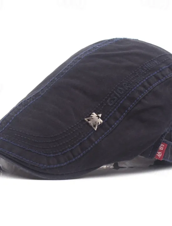 New OUKU Men's Flat Cap Black Navy Blue Cotton Fashion Streetwear Stylish 1920s Fashion Outdoor Daily Going out Letter Warm