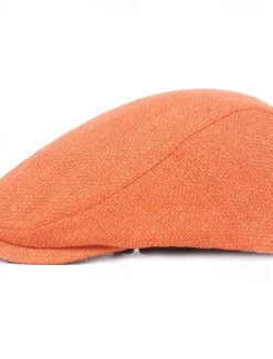 Hot OUKU Men's Flat Cap Black Orange Cotton and Linen Streetwear Stylish 1920s Fashion Outdoor Daily Going out Plain Warm