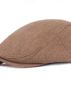 Hot OUKU Men's Flat Cap Black Orange Cotton and Linen Streetwear Stylish 1920s Fashion Outdoor Daily Going out Plain Warm