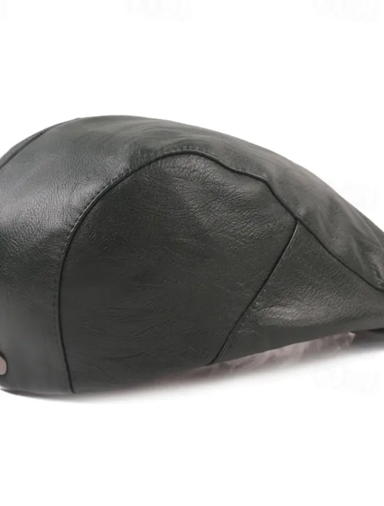 Discount OUKU Men's Flat Cap Black Red Faux Leather Streetwear Stylish 1920s Fashion Outdoor Daily Going out Plain Warm