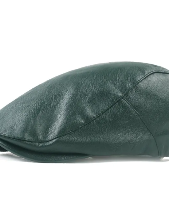 Discount OUKU Men's Flat Cap Black Red Faux Leather Streetwear Stylish 1920s Fashion Outdoor Daily Going out Plain Warm