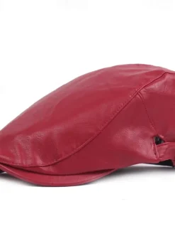 Discount OUKU Men's Flat Cap Black Red leatherette Streetwear Stylish 1920s Fashion Outdoor Daily Going out Plain Warm
