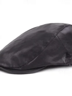 Discount OUKU Men's Flat Cap Black Red leatherette Streetwear Stylish 1920s Fashion Outdoor Daily Going out Plain Warm