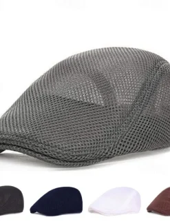 Discount OUKU Men's Flat Cap Black White Cotton Mesh Streetwear Stylish 1920s Fashion Outdoor Daily Going out Plain Breathability