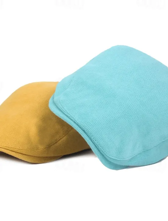Outlet OUKU Men's Flat Cap Black Yellow Cotton Streetwear Stylish 1920s Fashion Outdoor Daily Going out Plain Warm
