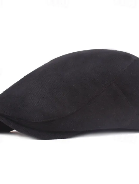 Outlet OUKU Men's Flat Cap Black Yellow Cotton Streetwear Stylish 1920s Fashion Outdoor Daily Going out Plain Warm