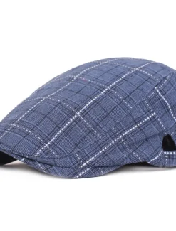 Clearance OUKU Men's Flat Cap Blue Light Grey Cotton Streetwear Stylish 1920s Fashion Outdoor Daily Going out Lattice Warm