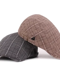 Clearance OUKU Men's Flat Cap Blue Light Grey Cotton Streetwear Stylish 1920s Fashion Outdoor Daily Going out Lattice Warm