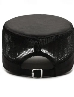 Discount OUKU Men's Flat Cap Sun Hat Trucker Hat Black Deep Blue Polyester Mesh Patchwork Fashion Casual Street Daily Plain Adjustable Sunscreen Breathable