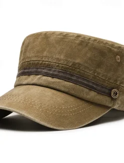 Online OUKU Men's Flat Cap Sun Hat Trucker Hat Navy Blue khaki Cotton Fashion Casual Street Daily Solid Color Adjustable Sunscreen Breathable
