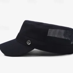 Clearance OUKU Men's Flat Cap Sun Hat Trucker Hat Black Navy Blue Polyester Fashion Casual Street Daily Plain Adjustable Sunscreen Breathable