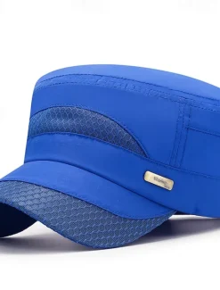 OUKU Men's Flat Cap Sun Hat Trucker Hat Navy Blue Blue Polyester Fashion Casual Street Daily Plain Adjustable Sunscreen Breathable