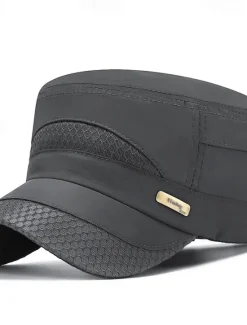 OUKU Men's Flat Cap Sun Hat Trucker Hat Navy Blue Blue Polyester Fashion Casual Street Daily Plain Adjustable Sunscreen Breathable