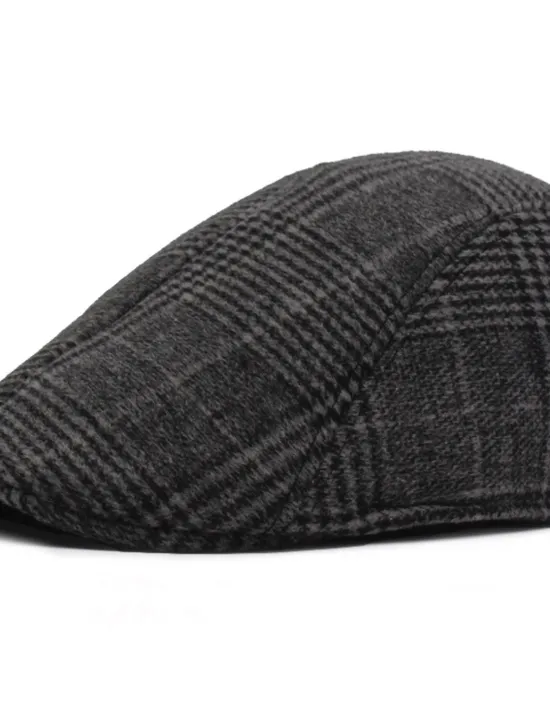 Discount OUKU Men's Flat Cap Tweed Cap Light Grey Dark Gray Cotton Streetwear Stylish 1920s Fashion Outdoor Daily Going out Lattice Warm