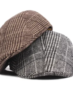 Discount OUKU Men's Flat Cap Tweed Cap Light Grey Dark Gray Cotton Streetwear Stylish 1920s Fashion Outdoor Daily Going out Lattice Warm