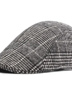 Discount OUKU Men's Flat Cap Tweed Cap Light Grey Dark Gray Cotton Streetwear Stylish 1920s Fashion Outdoor Daily Going out Lattice Warm