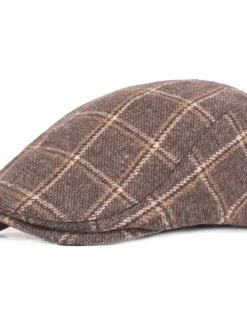 Outlet OUKU Men's Flat Cap Tweed Cap Red Blue Woolen Print Streetwear Stylish 1920s Fashion Outdoor Daily Going out Lattice Warm